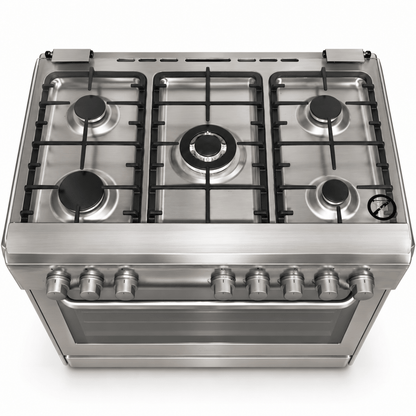 Hoover FGC9060-3DE 90cm 5-Burner Gas Cooker with Electric Oven – Stainless Steel - Al Thahani Furniture