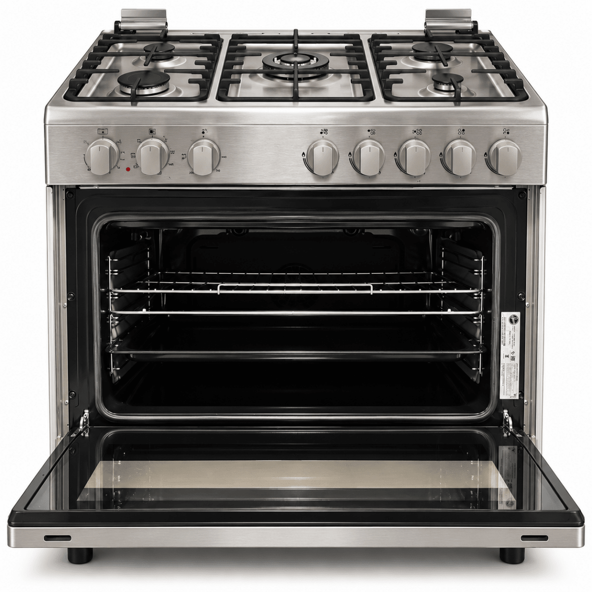 Hoover FGC9060-3DE 90cm 5-Burner Gas Cooker with Electric Oven – Stainless Steel - Al Thahani Furniture