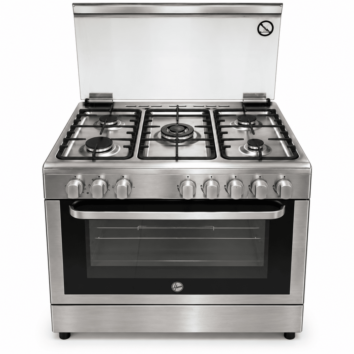 Hoover FGC9060-3DE 90cm 5-Burner Gas Cooker with Electric Oven – Stainless Steel - Al Thahani Furniture