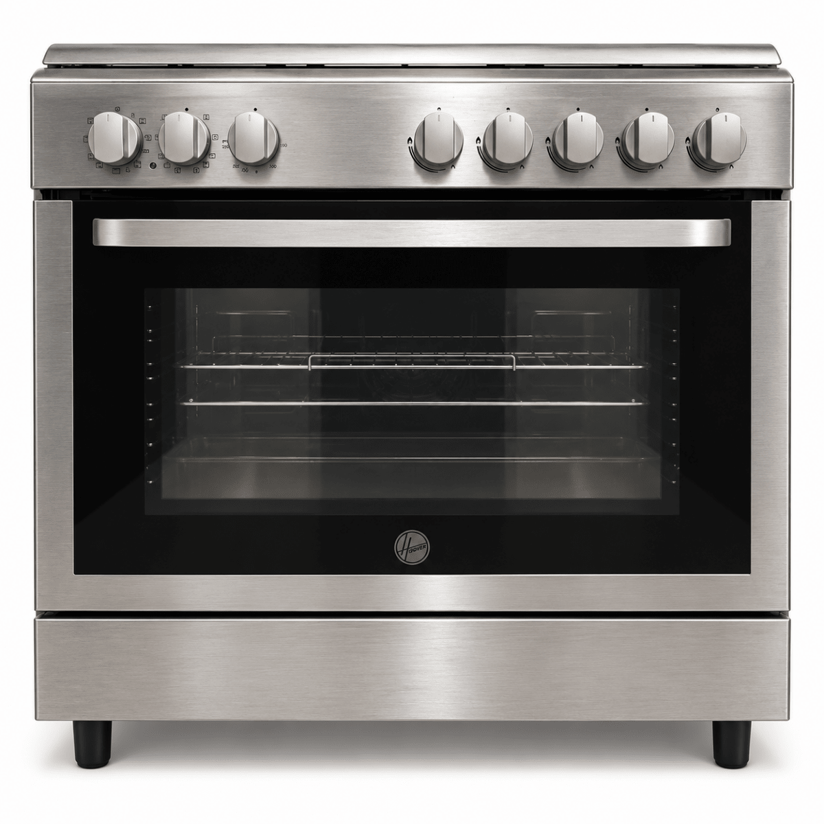 Hoover FGC9060-3DE 90cm 5-Burner Gas Cooker with Electric Oven – Stainless Steel - Al Thahani Furniture