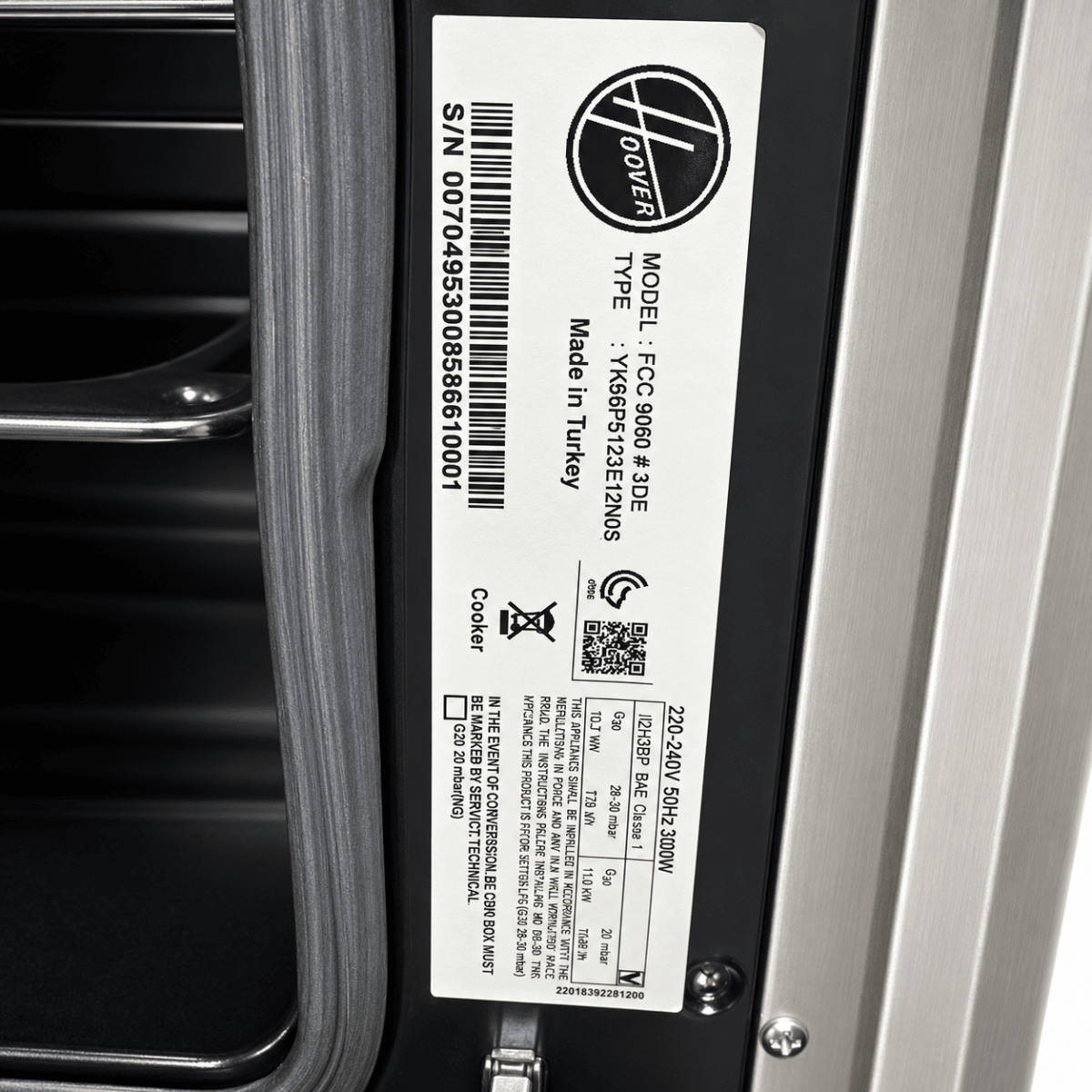 Hoover FGC9060-3DE 90cm 5-Burner Gas Cooker with Electric Oven – Stainless Steel - Al Thahani Furniture
