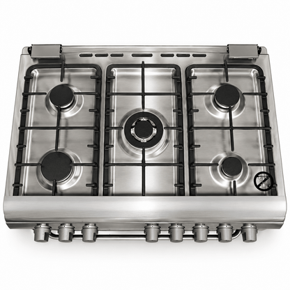 Hoover FGC9060-3DE 90cm 5-Burner Gas Cooker with Electric Oven – Stainless Steel - Al Thahani Furniture
