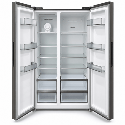 Hoover HSB-M682-S 682L Side-by-Side Refrigerator – Inox / Dark Silver - Al Thahani Furniture
