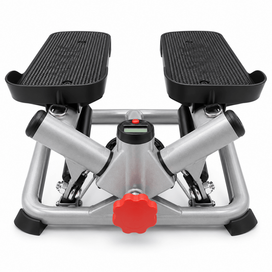 Hydraulic Mini Stepper Exercise Machine with LCD Monitor & Adjustable Step Height – Silver & Black - Al Thahani Furniture