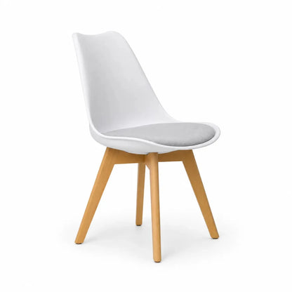 IHANA HANA Dining Chair | White, Solid Beech Wood Legs, Mid-Century Modern - used 4 months - Al Thahani Furniture