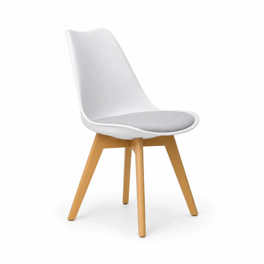 IHANA HANA Dining Chair | White, Solid Beech Wood Legs, Mid-Century Modern - used 4 months - Al Thahani Furniture