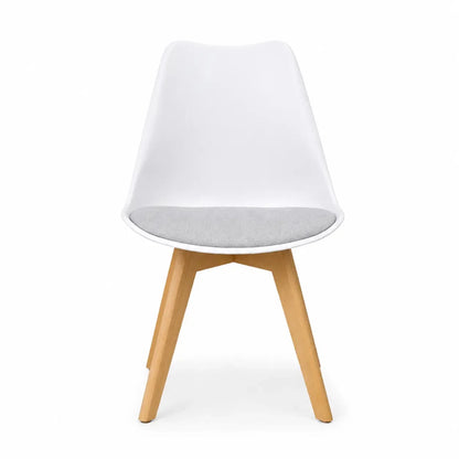 IHANA HANA Dining Chair | White, Solid Beech Wood Legs, Mid-Century Modern - used 4 months - Al Thahani Furniture