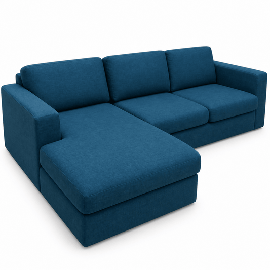 IKEA 3-Seat Sofa with Chaise Longue – Dark Blue - Al Thahani Furniture