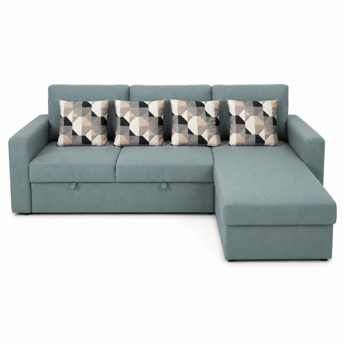 IKEA BÅRSLÖV 3-Seat Sofa-Bed with Chaise Longue & Storage | Tibbleby Light Grey-Turquoise - used 8 months - Al Thahani Furniture