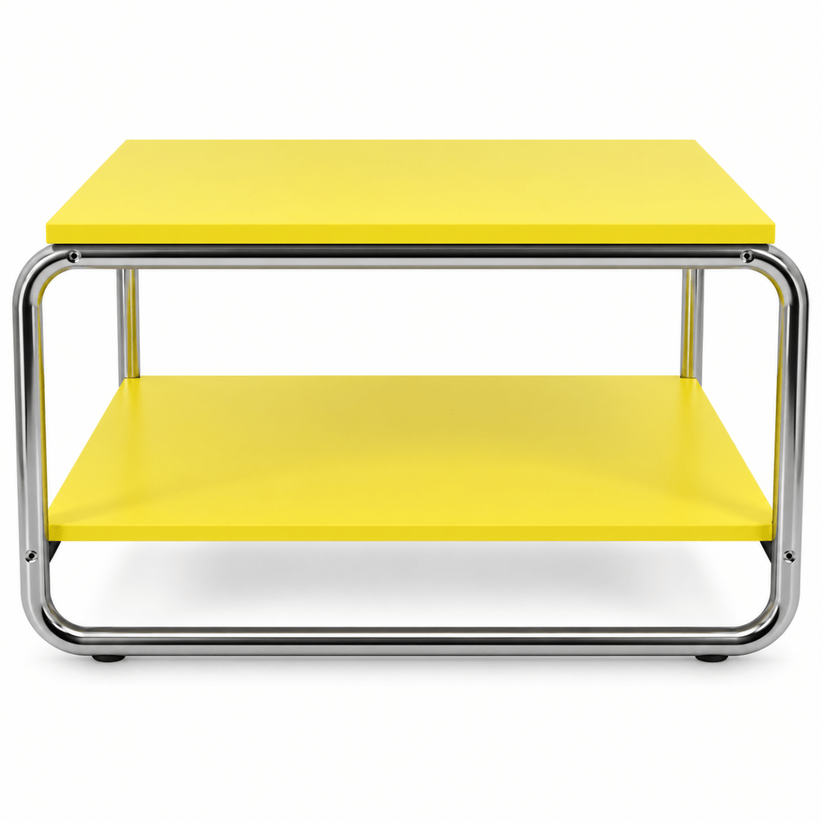 IKEA BAGGBODA Side Table – Light Yellow & Chrome – 71 × 50 cm - Al Thahani Furniture