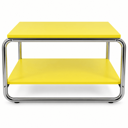 IKEA BAGGBODA Side Table – Light Yellow & Chrome – 71 × 50 cm - Al Thahani Furniture