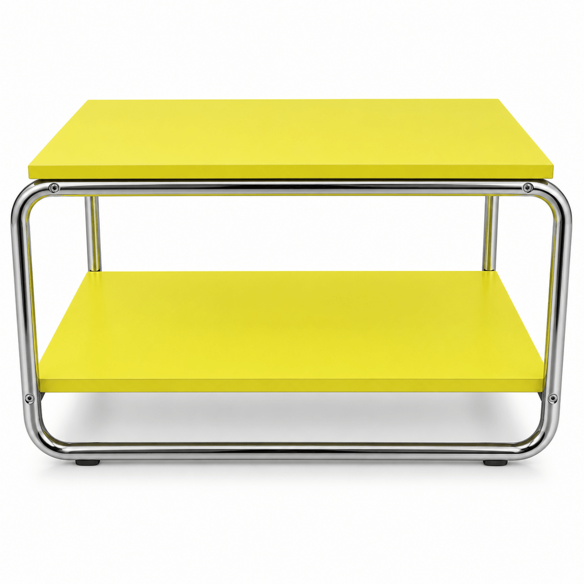 IKEA BAGGBODA Side Table – Light Yellow & Chrome – 71 × 50 cm - Al Thahani Furniture