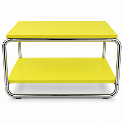IKEA BAGGBODA Side Table – Light Yellow & Chrome – 71 × 50 cm - Al Thahani Furniture