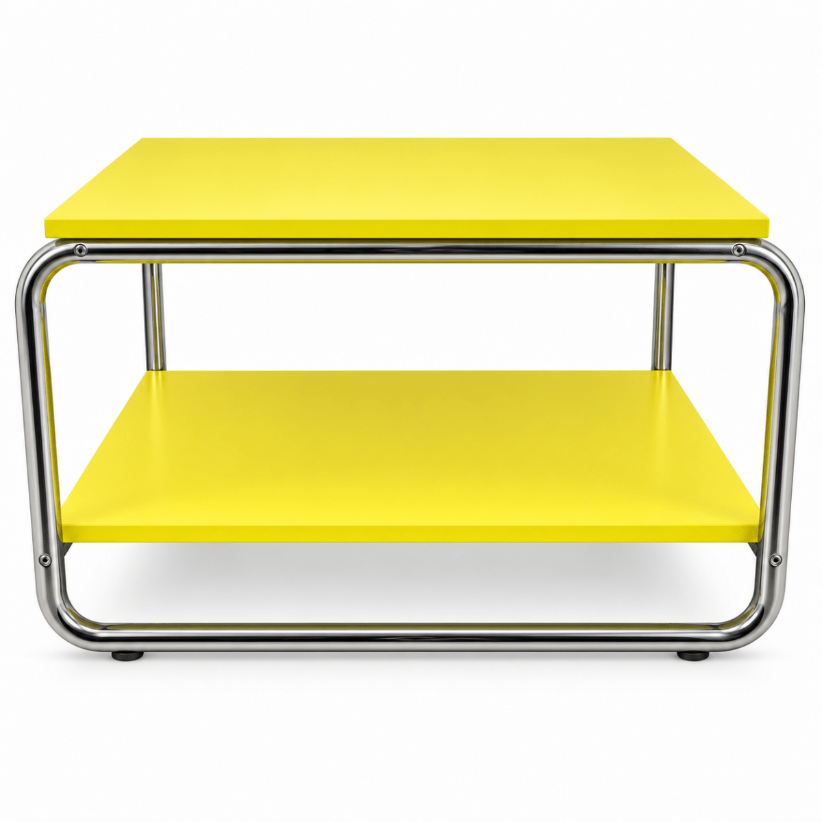 IKEA BAGGBODA Side Table – Light Yellow & Chrome – 71 × 50 cm - Al Thahani Furniture