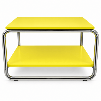 IKEA BAGGBODA Side Table – Light Yellow & Chrome – 71 × 50 cm - Al Thahani Furniture