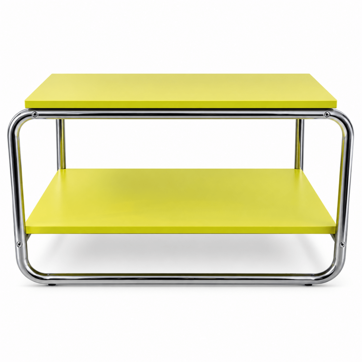 IKEA BAGGBODA Side Table – Light Yellow & Chrome – 71 × 50 cm - Al Thahani Furniture