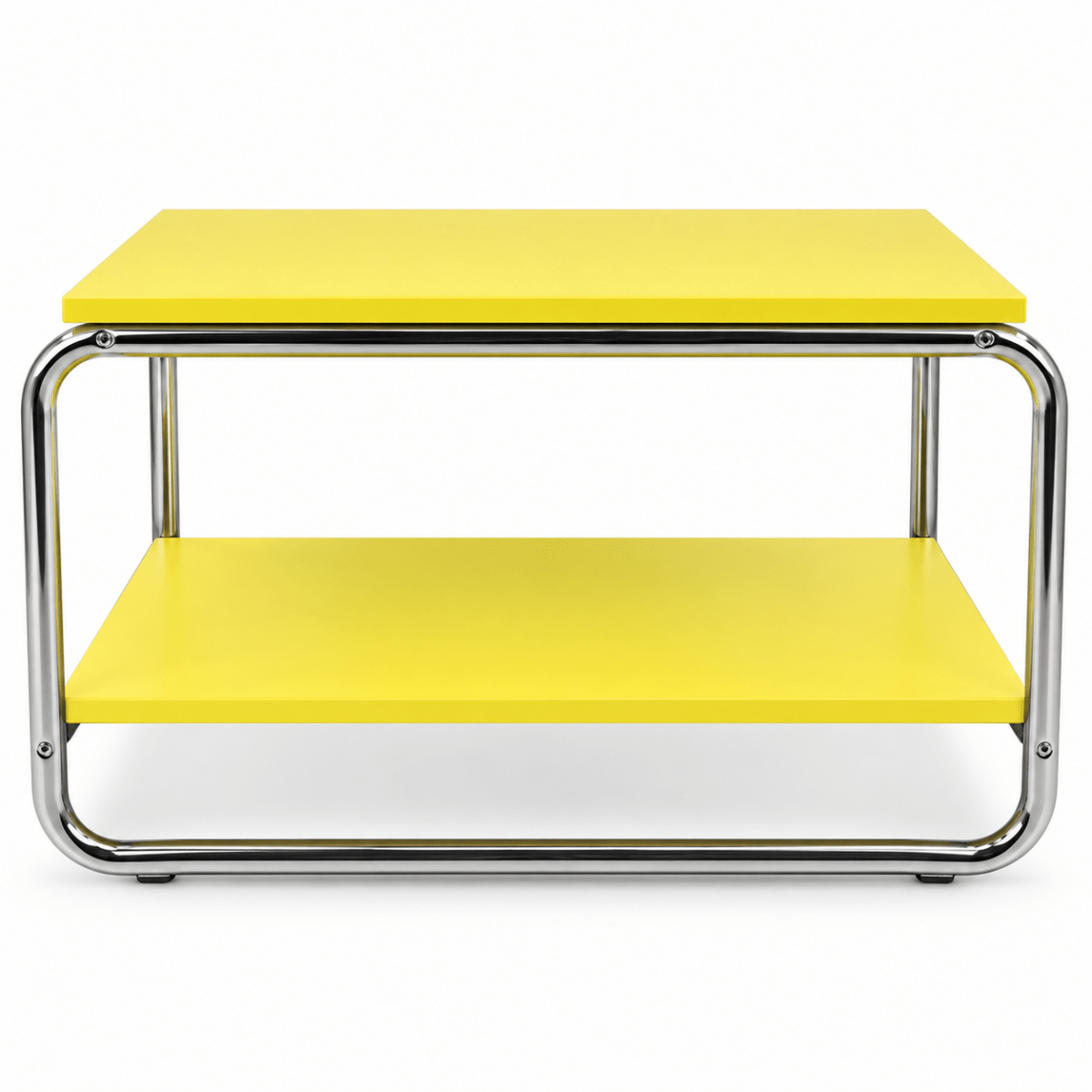 IKEA BAGGBODA Side Table – Light Yellow & Chrome – 71 × 50 cm - Al Thahani Furniture