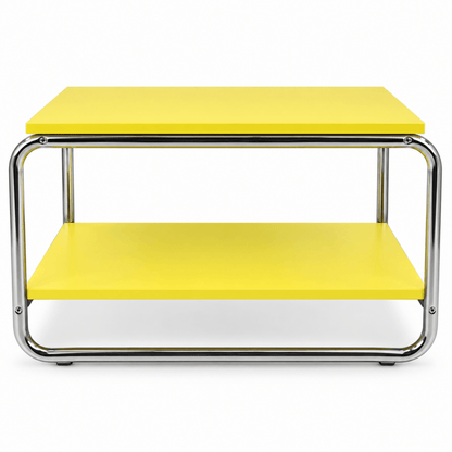 IKEA BAGGBODA Side Table – Light Yellow & Chrome – 71 × 50 cm - Al Thahani Furniture
