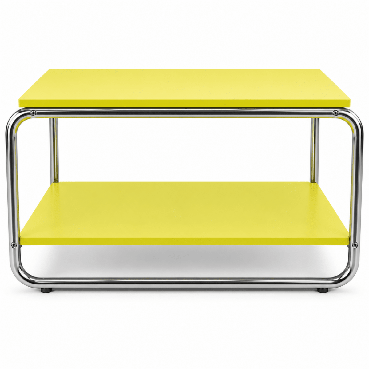 IKEA BAGGBODA Side Table – Light Yellow & Chrome – 71 × 50 cm - Al Thahani Furniture