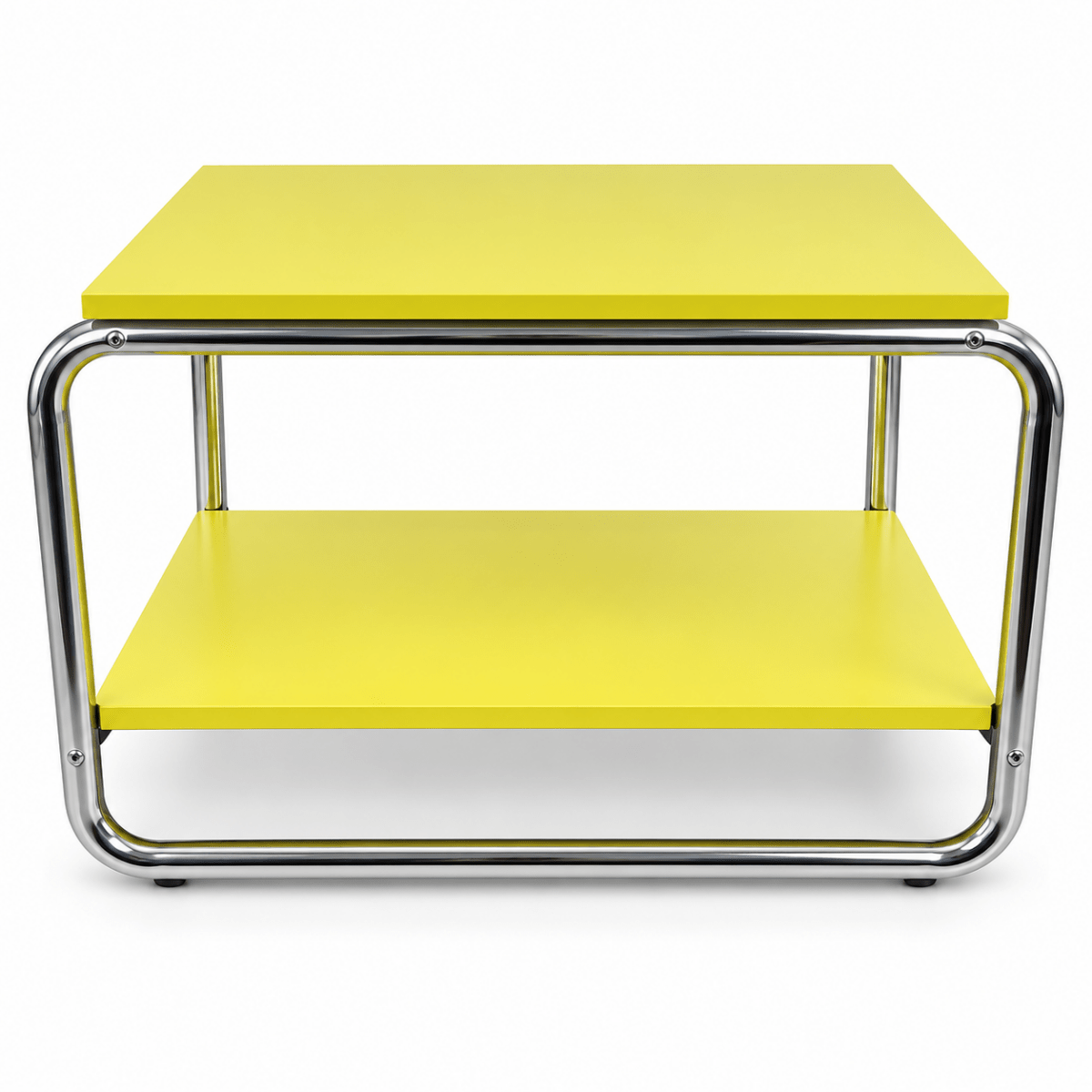 IKEA BAGGBODA Side Table – Light Yellow & Chrome – 71 × 50 cm - Al Thahani Furniture