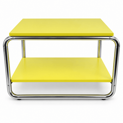 IKEA BAGGBODA Side Table – Light Yellow & Chrome – 71 × 50 cm - Al Thahani Furniture