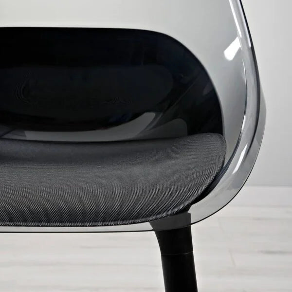 IKEA BALTSAR Chair | Transparent Polycarbonate Shell & Beech Legs | Black Cushion - althahanifurniture