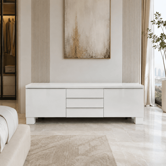 IKEA BESTÅ BURS TV Bench – High-Gloss White – 180 × 41 × 49 cm - Al Thahani Furniture