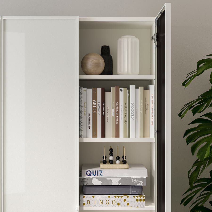 IKEA BILLY / HÖGBO Bookcase with Glass Doors – White, 80x30x202 cm - althahanifurniture