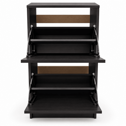 IKEA BISSA 2-Compartment Shoe Cabinet – Black-Brown – 49 × 28 × 93 cm - Al Thahani Furniture