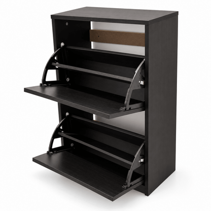 IKEA BISSA 2-Compartment Shoe Cabinet – Black-Brown – 49 × 28 × 93 cm - Al Thahani Furniture