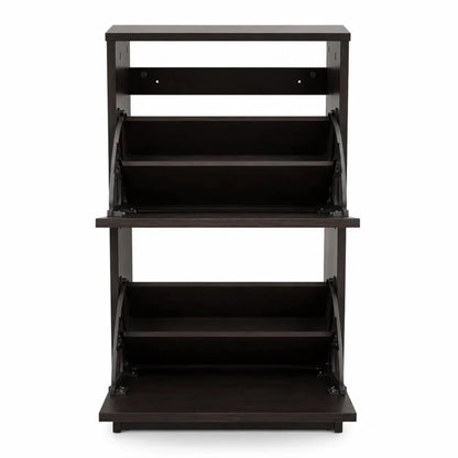 IKEA BISSA Shoe Cabinet with 2 Compartments | Black-Brown, 49x28x93 cm - used 3 months - Al Thahani Furniture