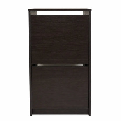 IKEA BISSA Shoe Cabinet with 2 Compartments | Black-Brown, 49x28x93 cm - used 3 months - Al Thahani Furniture
