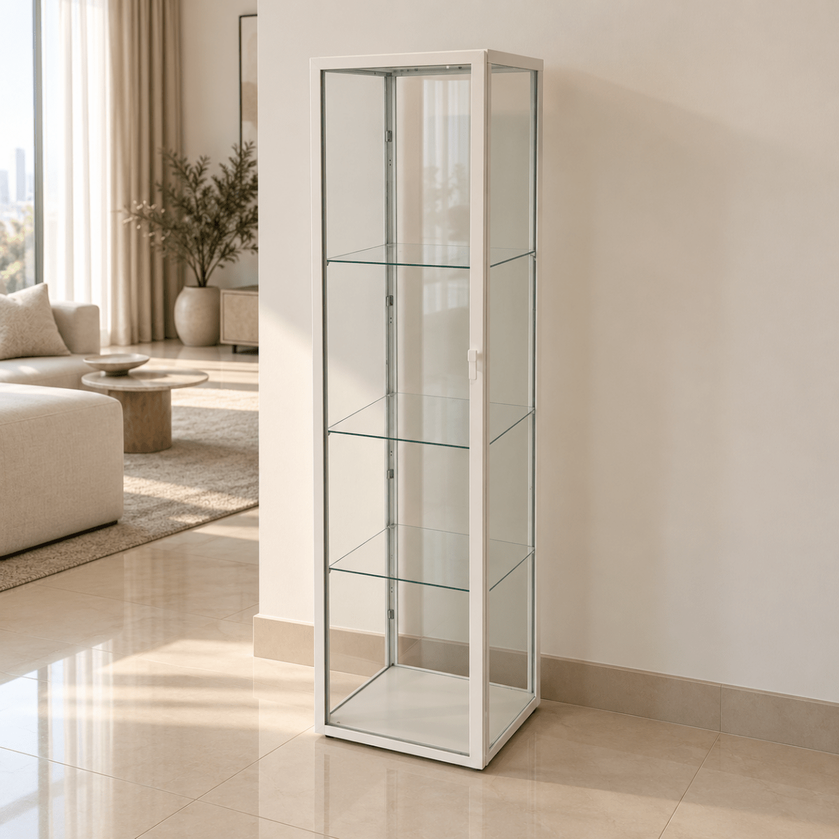 IKEA BLÅLIDEN Glass-Door Display Cabinet – White – 35 × 32 × 151 cm - Al Thahani Furniture