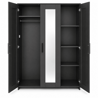 IKEA BRIMNES 3-Door Wardrobe with Mirror – Black – 117 × 50 × 190 cm - Al Thahani Furniture