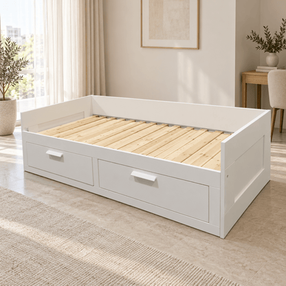 IKEA BRIMNES Extendable Daybed with 2 Storage Drawers – White – 80 × 200 cm - Al Thahani Furniture
