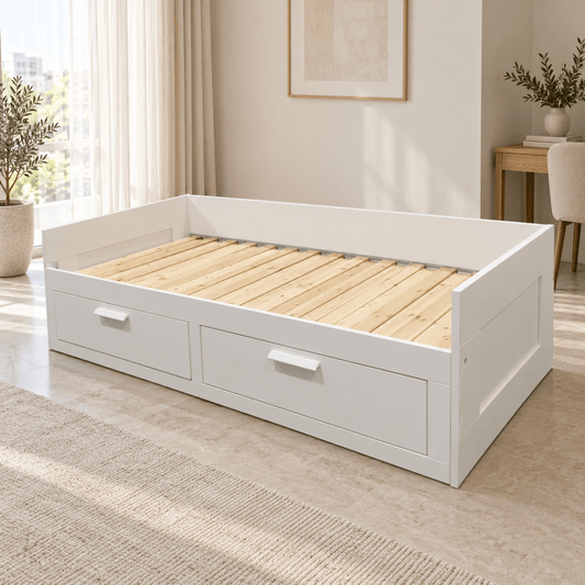 IKEA BRIMNES Extendable Daybed with 2 Storage Drawers – White – 80 × 200 cm - Al Thahani Furniture