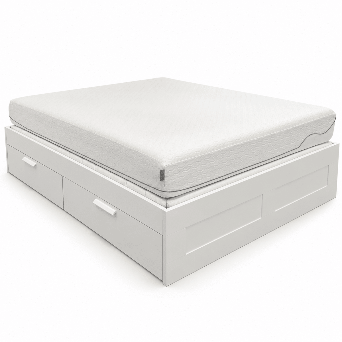 IKEA BRIMNES King Bed Frame with 4 Storage Drawers & Mattress – White – 180 × 200 cm - Al Thahani Furniture