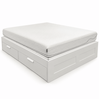 IKEA BRIMNES King Bed Frame with 4 Storage Drawers & Mattress – White – 180 × 200 cm - Al Thahani Furniture