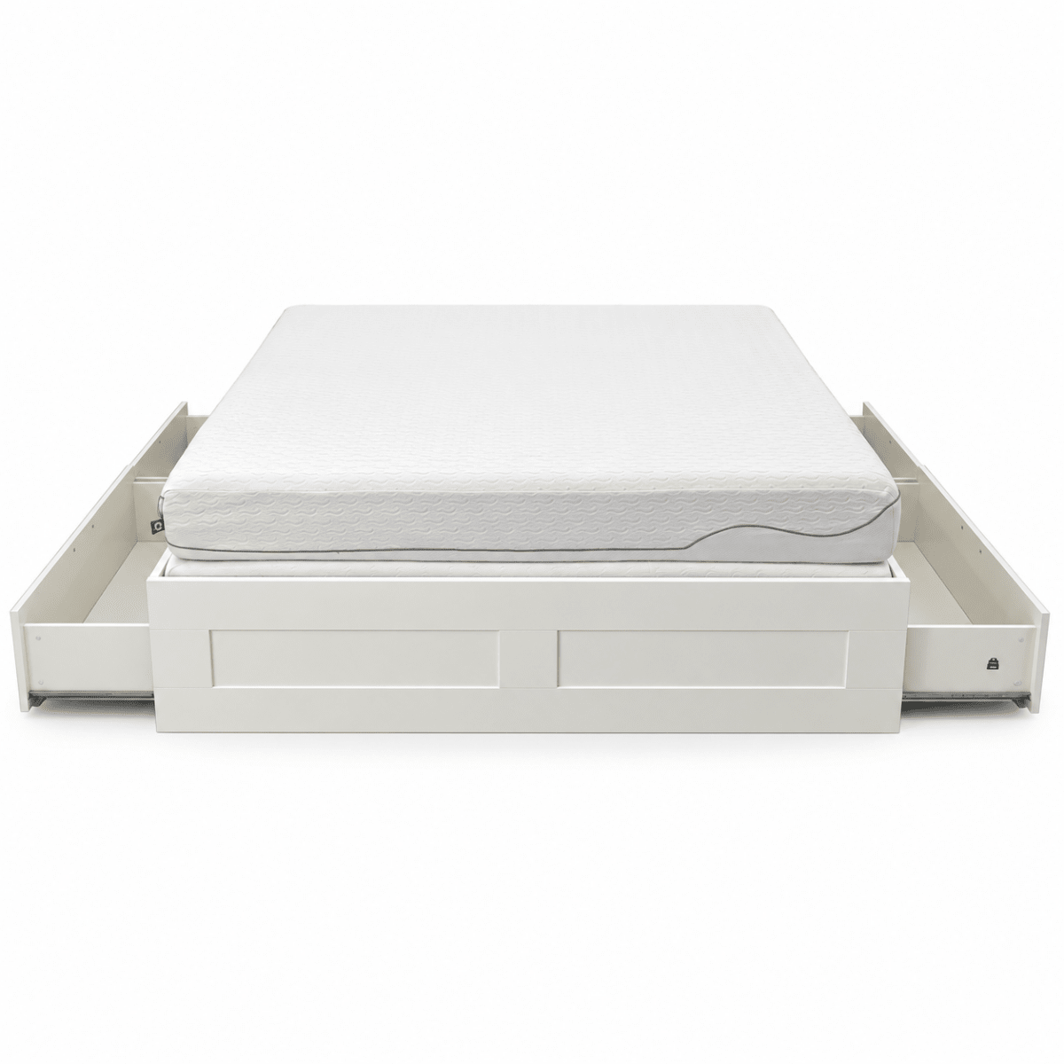 IKEA BRIMNES King Bed Frame with 4 Storage Drawers & Mattress – White – 180 × 200 cm - Al Thahani Furniture