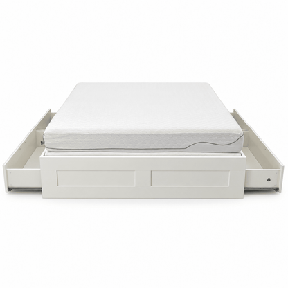 IKEA BRIMNES King Bed Frame with 4 Storage Drawers & Mattress – White – 180 × 200 cm - Al Thahani Furniture