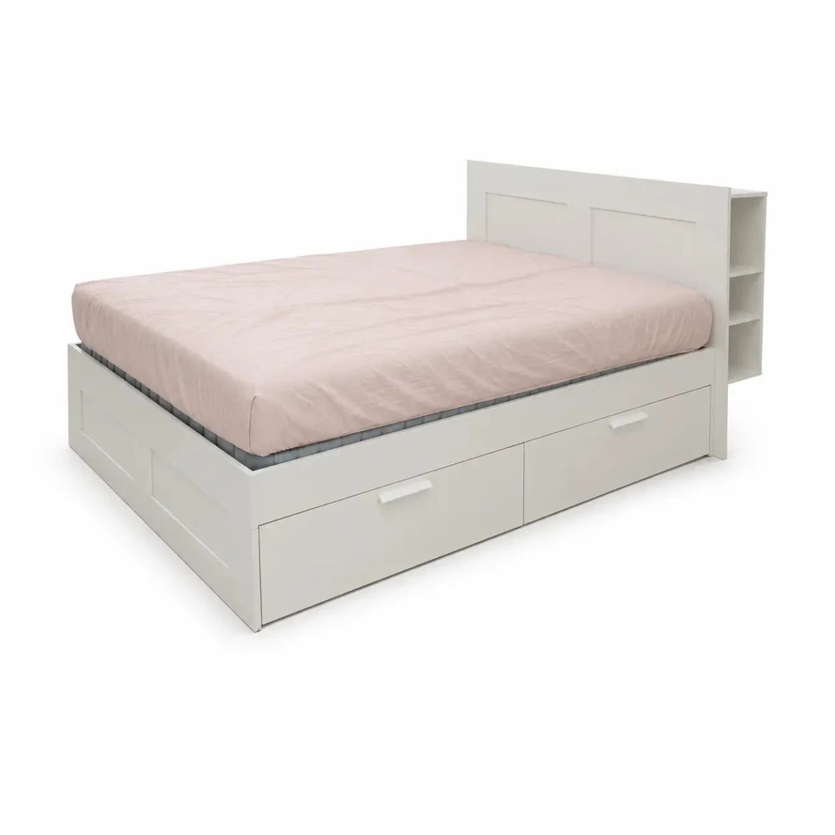IKEA BRIMNES Queen Bed Frame with Storage, 160x200 cm - used 8 months - Al Thahani Furniture