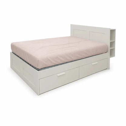 IKEA BRIMNES Queen Bed Frame with Storage, 160x200 cm - used 8 months - Al Thahani Furniture
