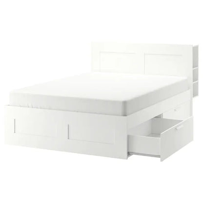 IKEA BRIMNES Queen Bed Frame with Storage, 160x200 cm- used 8 months - Al Thahani Furniture