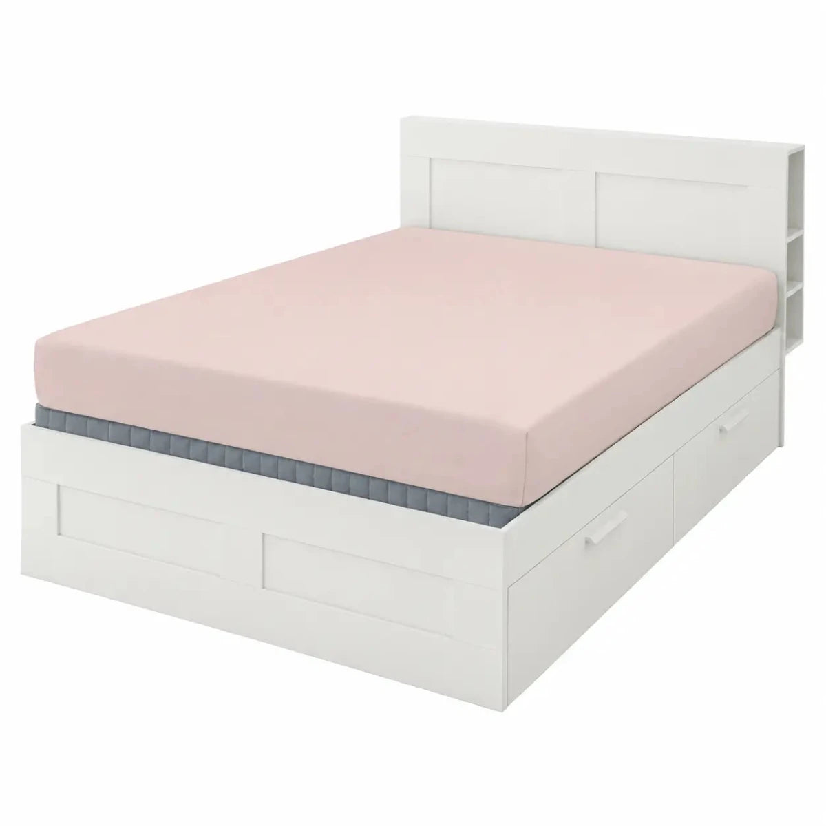 IKEA BRIMNES Queen Bed Frame with Storage, 160x200 cm - used 8 months - Al Thahani Furniture