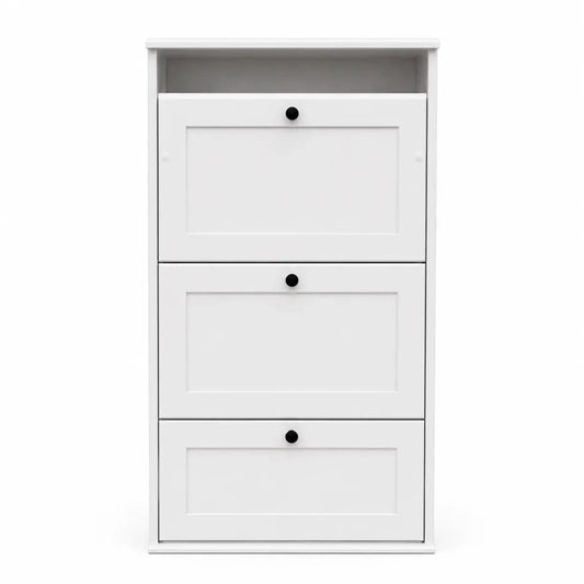 IKEA BRUSALI Shoe Cabinet with 3 Compartments | White - used 4 months - Al Thahani Furniture