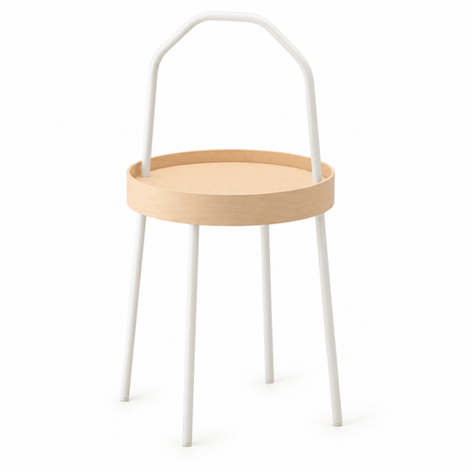 IKEA BURVIK Side Table – White & Birch Veneer – 38 cm - Al Thahani Furniture