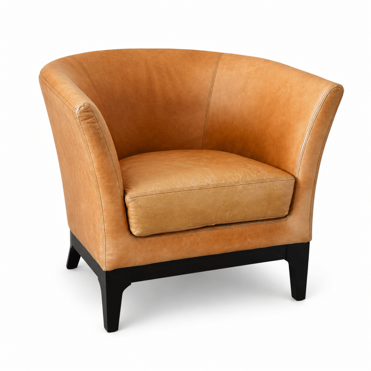 IKEA Cognac Brown Tub Armchair | Tan Leather-Look Finish - Al Thahani Furniture