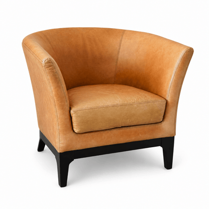 IKEA Cognac Brown Tub Armchair | Tan Leather-Look Finish - Al Thahani Furniture