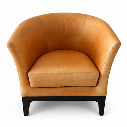 IKEA Cognac Brown Tub Armchair | Tan Leather-Look Finish - Al Thahani Furniture