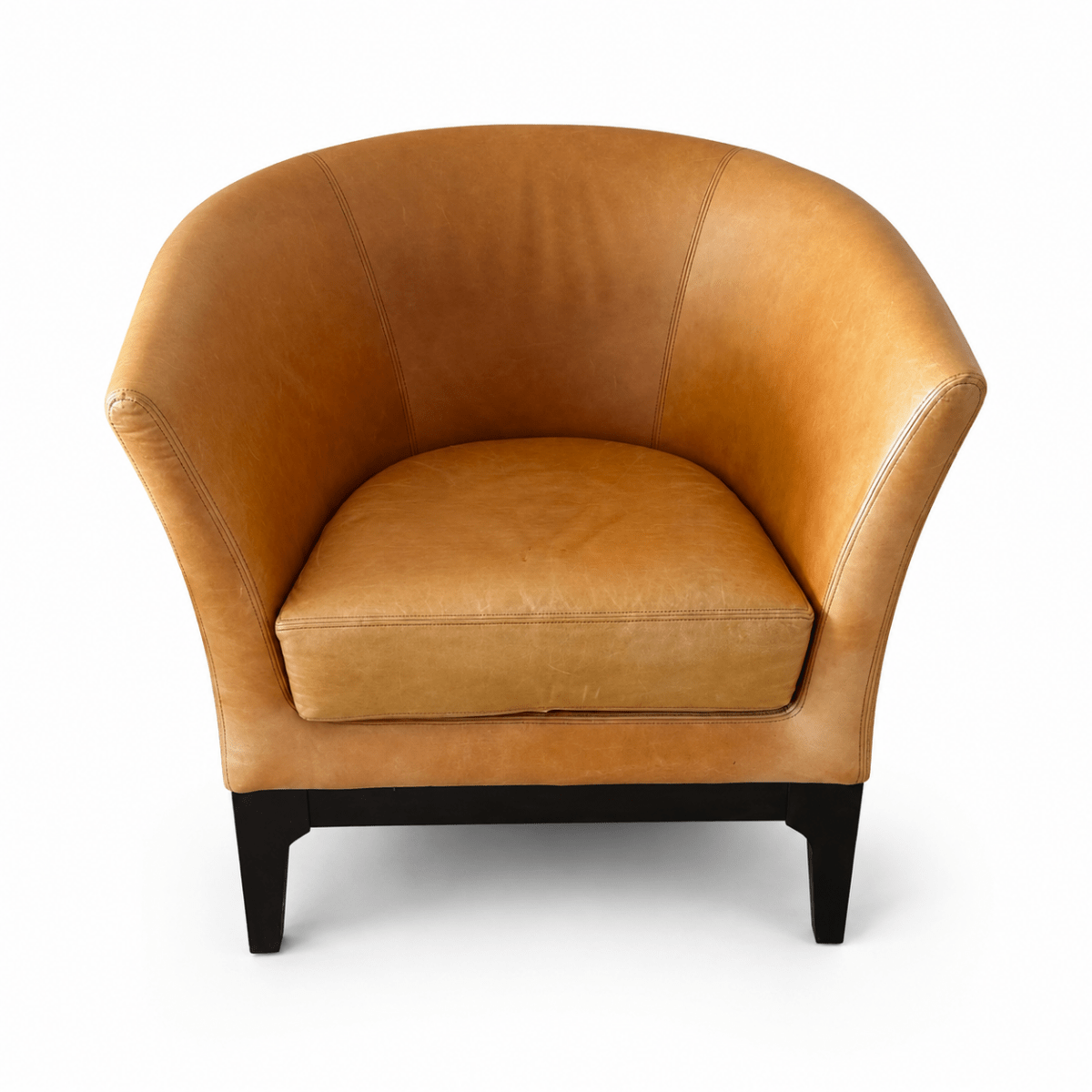 IKEA Cognac Brown Tub Armchair | Tan Leather-Look Finish - Al Thahani Furniture